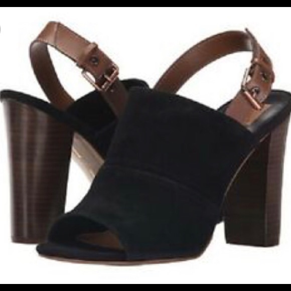 Dolce Vita Shoes - Dolce Vita Neesan Open Toe Heels Mules Black Suede